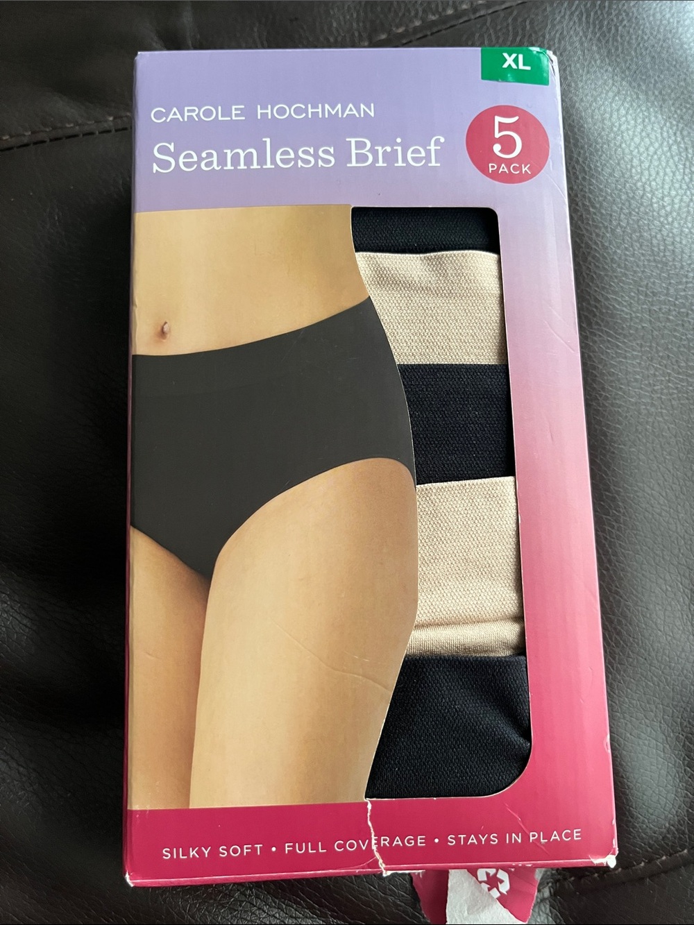 Carole Hochman Seamless Brief 5-Pack - Black & Beige